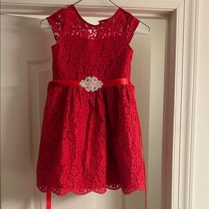 Rare Editions Red Lace Formal Dress